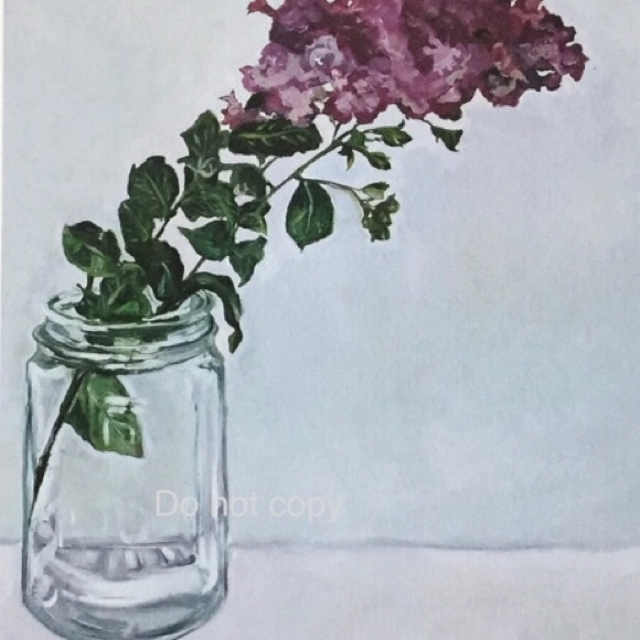Floral mason jar original painting print - Picture 1 of 2